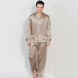 Long Silk Pajamas For Men 2 Piece Set Real 100% Real Mulberry Silk PJS -  slipintosoft