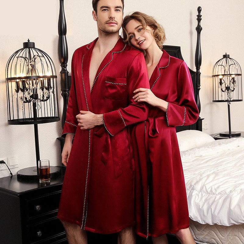 Couple Silk robes Womens Mens Matching 100 Mulberry pure silk robe