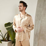 Couples Silk Matching Pajamas Mulberry Long Silk Matching Pajamas 4pcs