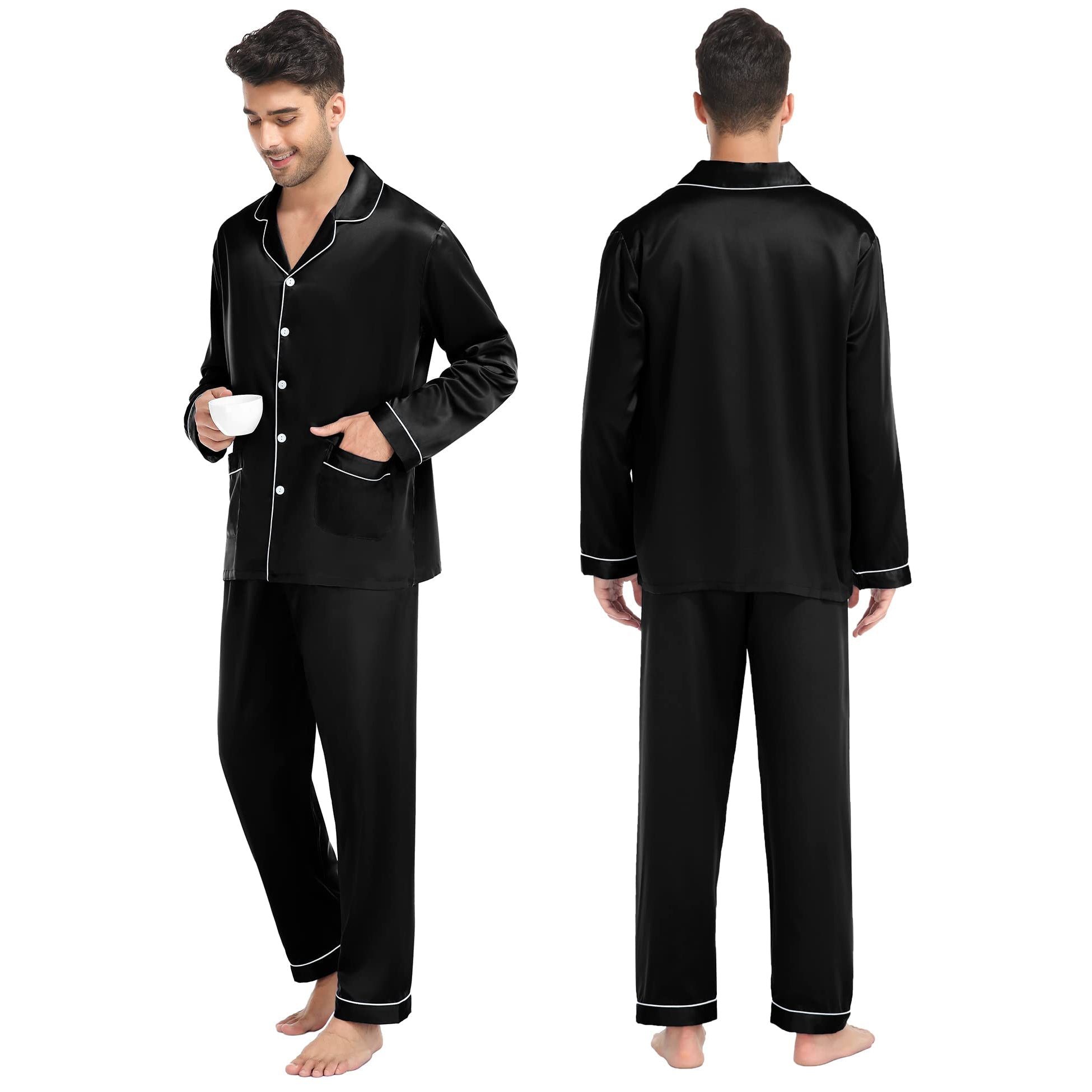 Silk Couple Pajamas Sets Luxurious Silk Matching Pajamas Home Wear for Men and Women - slipintosoft