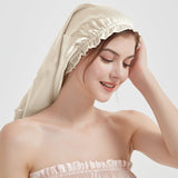 Elegant Women Pleated Edge Silk Bonnet Long Silk Sleep Caps For Hair - slipintosoft