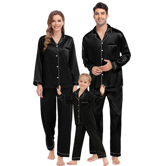 Family Matching Pajamas Set Luxurious Silk Family Pajamas Home Wear for Men and Women - slipintosoft