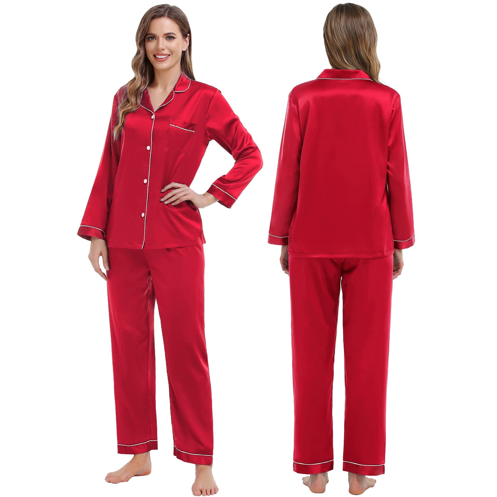 Family Matching Pajamas Set Luxurious Silk Family Pajamas Home Wear for Men and Women - slipintosoft