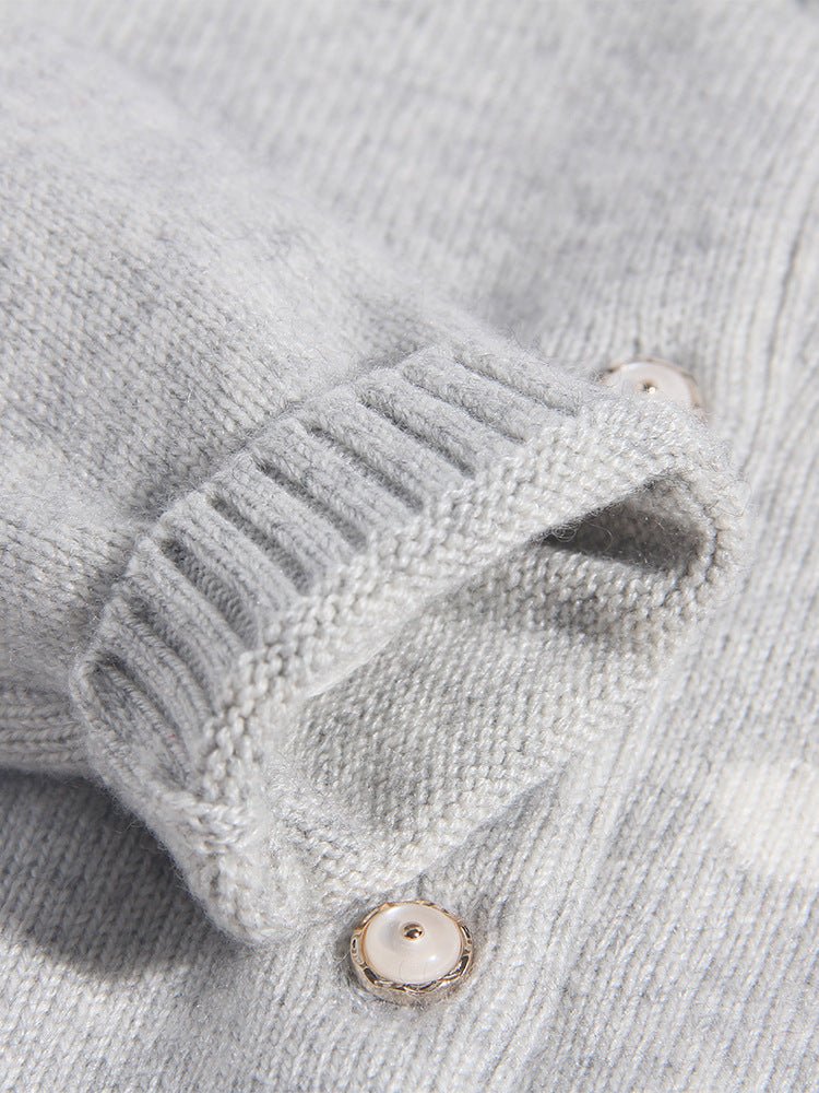 Girls Cashmere Cardigan Bunny Bow Appliqué Cashmere Sweater