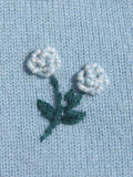 Girls Cashmere Cardigan White Collar Floral Embroidery Cashmere Sweater