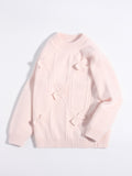 Girls Pink Cashmere Sweater Bow Knit Detailing Kids Cashmere Pullover