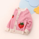 Girls Pure Cashmere Cardigan Kids Strawberry Button Front Cashmere Sweater
