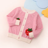 Girls Pure Cashmere Cardigan Kids Strawberry Button Front Cashmere Sweater