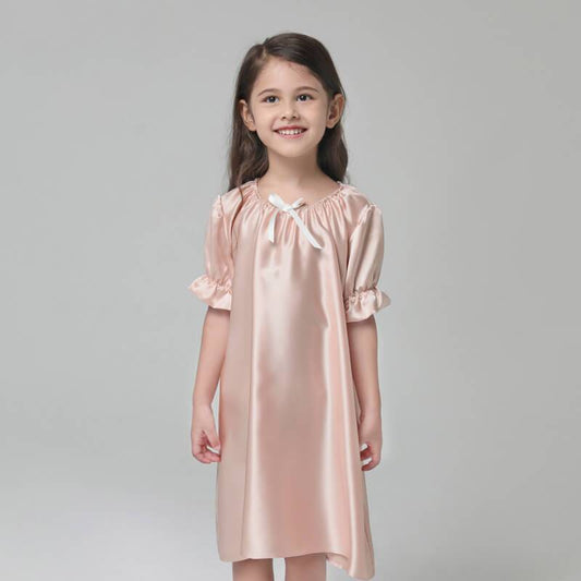 Girls Silk Nightgown 100% Summer Kids silk Nightwear