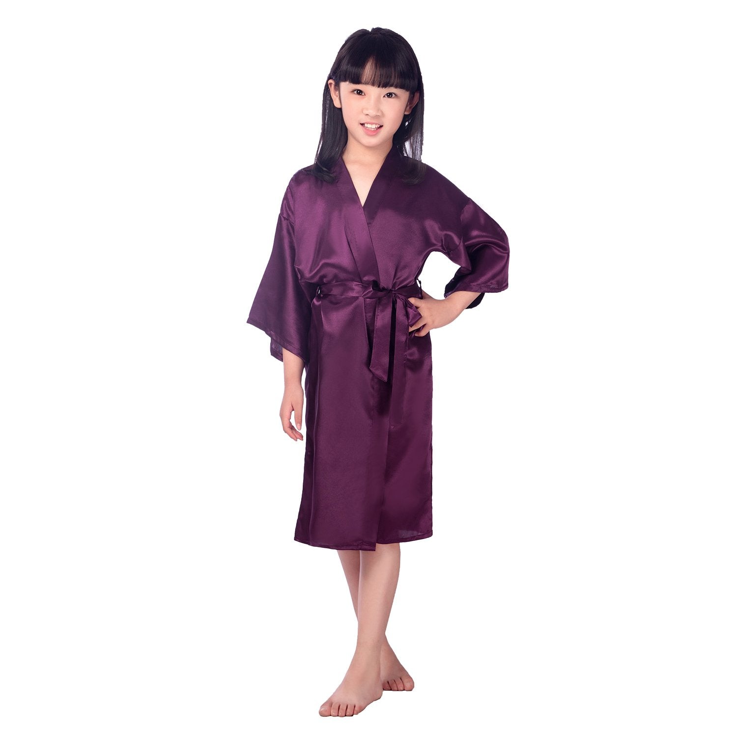 Girls Silk Robe Kids Classic Kimono Robe Toddler Silk Bathrobe Luxury Home Wear - slipintosoft