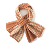 Houndstooth Small Crossed Cashmere Scarf Thick Cashmere Neck Warmer for Winter Cashmere Scarf