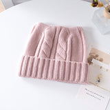 Kids Cable Knit Cashmere Beanie Ribbing Hem Cashmere Hat for Boys and Girls