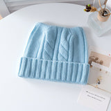 Kids Cable Knit Cashmere Beanie Ribbing Hem Cashmere Hat for Boys and Girls