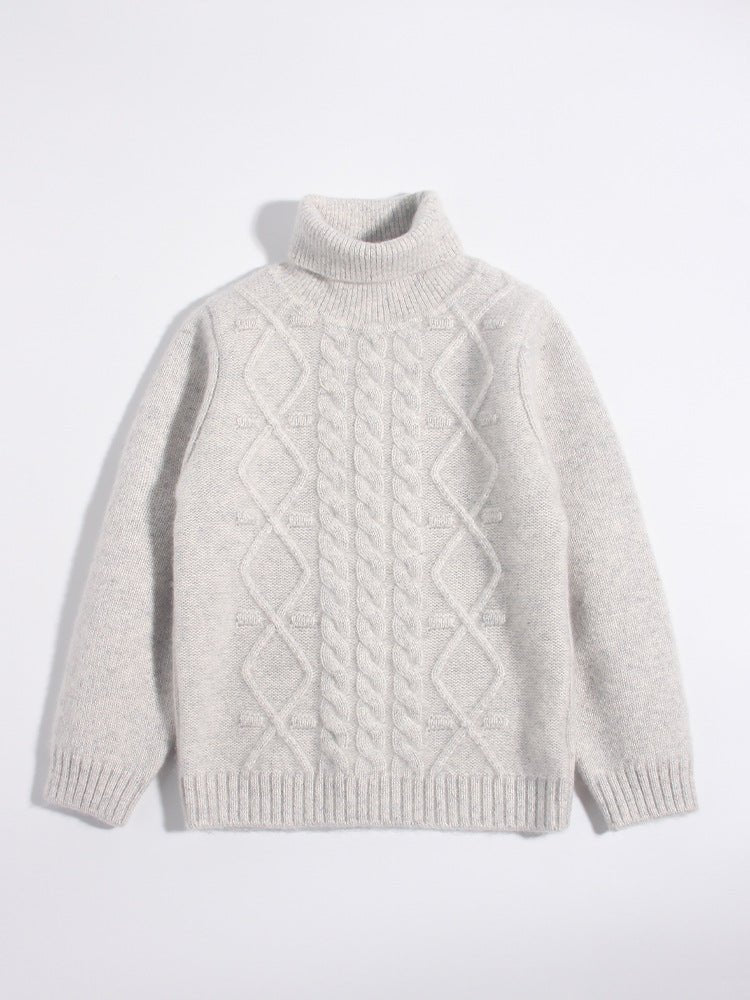 Kids Cable Knit Cashmere Sweater Turtleneck Cashmere Pullover
