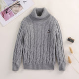 Kids Cable Knit Cashmere Sweater Turtleneck Crest Patch Cashmere Pullover