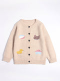 Kids Cashmere Cardigan Playful Cartoon Knit Designs Cashmere Sweater