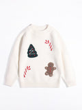 Kids Cashmere Sweater Candy Cane Christmas Tree Cashmere Pullover