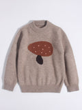 Kids Cashmere Sweater Mushroom Intarsia Boys and Girls Cashmere Pullover