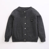 Kids Crew Neck Cashmere Cardigan Button Front Knit Cashmere Sweater