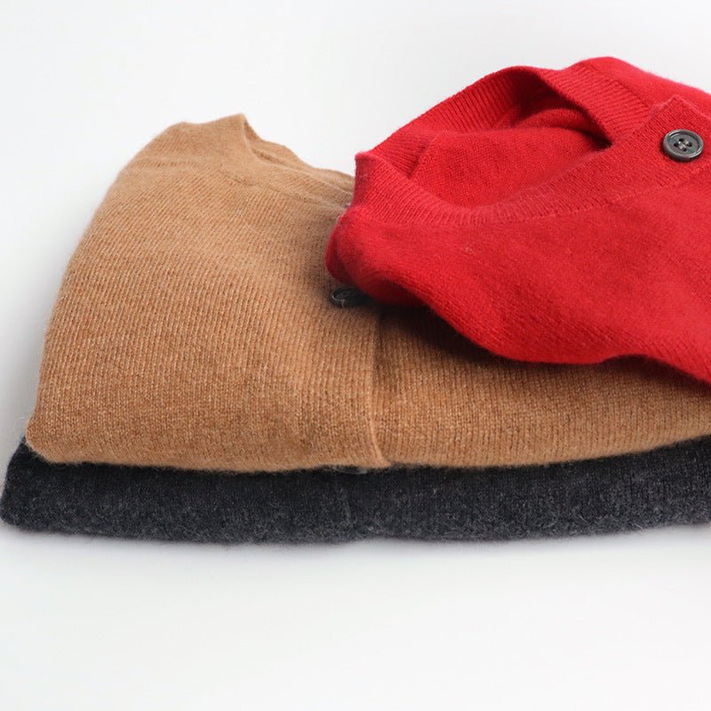 Kids Crew Neck Cashmere Cardigan Button Front Knit Cashmere Sweater