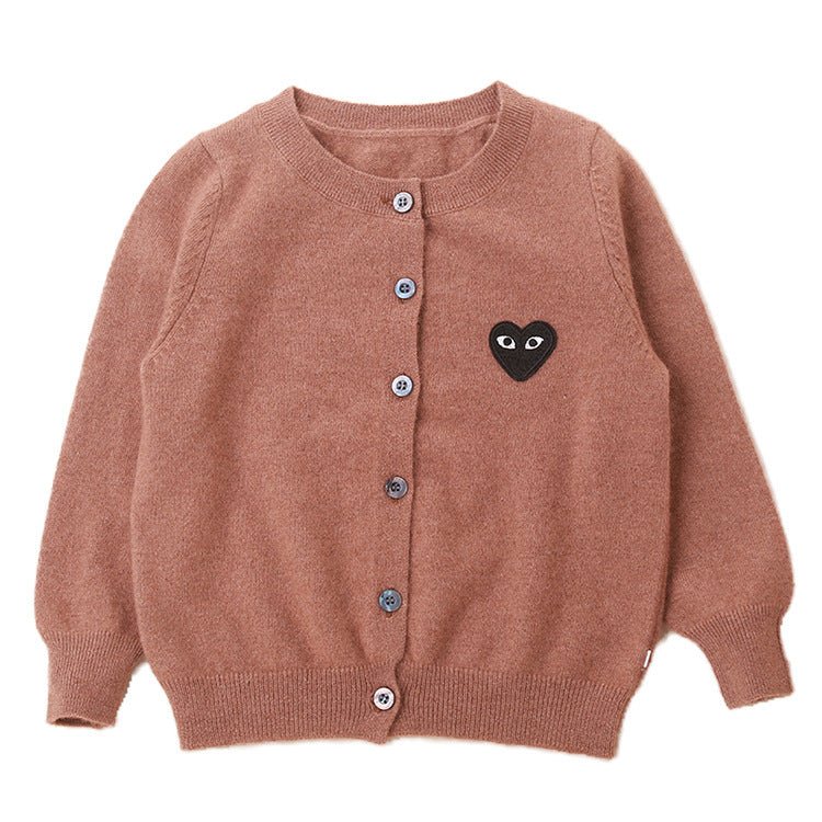 Kids Crew Neck Cashmere Cardigan Button Front Knit Cashmere Sweater