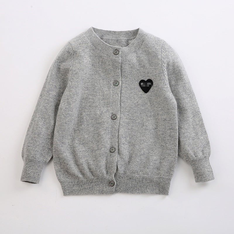 Kids Crew Neck Cashmere Cardigan Button Front Knit Cashmere Sweater