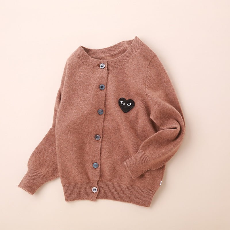 Kids Crew Neck Cashmere Cardigan Button Front Knit Cashmere Sweater