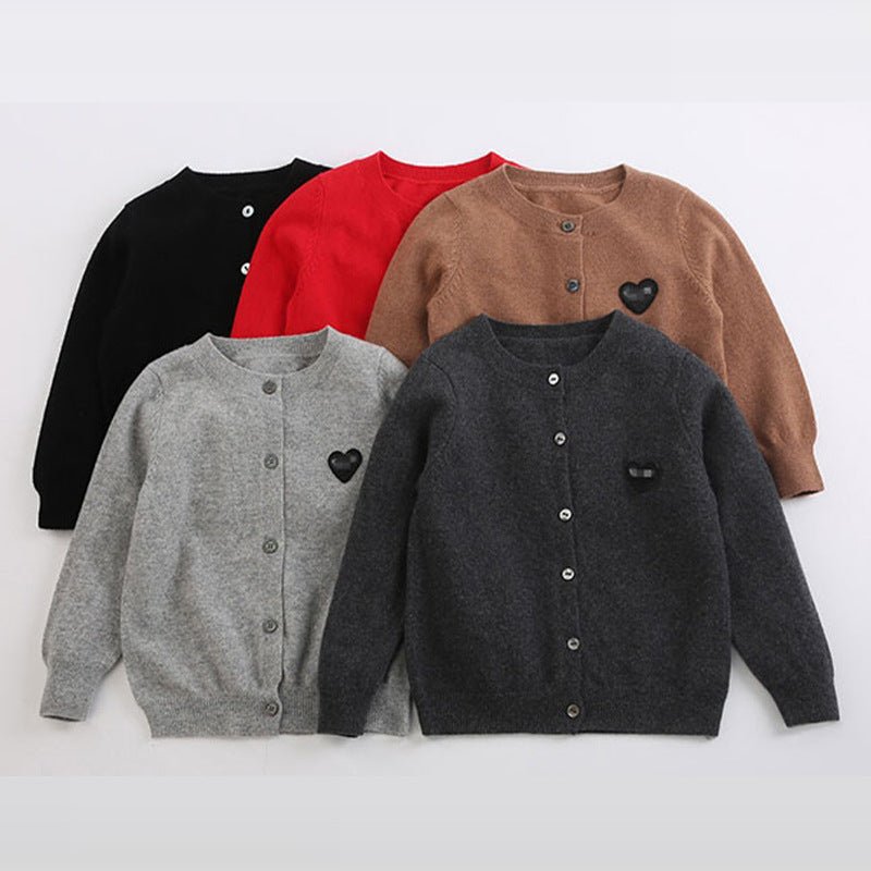 Kids Crew Neck Cashmere Cardigan Button Front Knit Cashmere Sweater