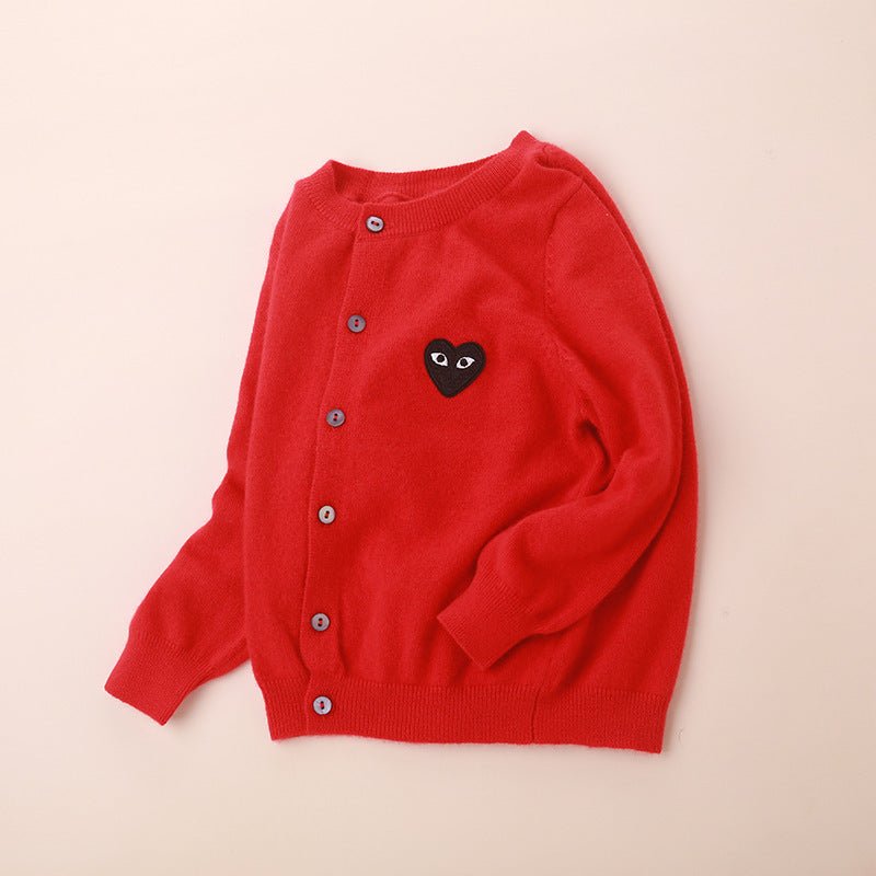 Kids Crew Neck Cashmere Cardigan Button Front Knit Cashmere Sweater