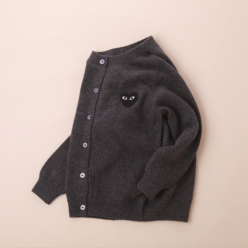 Kids Crew Neck Cashmere Cardigan Button Front Knit Cashmere Sweater