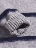 Kids Crew Neck Cashmere Sweater Stripes Cartoon Patch Cashmere Pullover