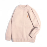Kids Crewneck Cashmere Sweater Embroidered Pattern Ribbing Hem