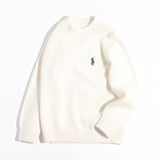 Kids Crewneck Cashmere Sweater Embroidered Pattern Ribbing Hem
