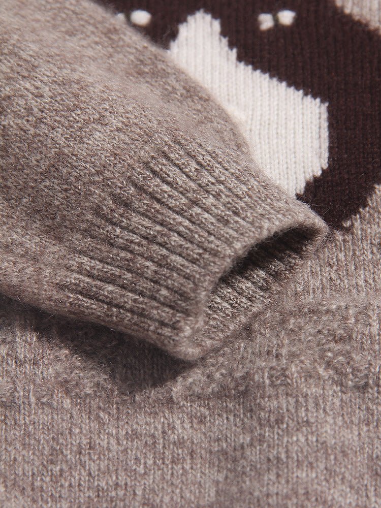 Kids Pure Cashmere Sweater Husky Dog Face Design Cashmere Pullover