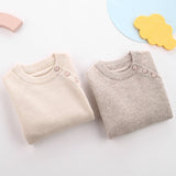 Kids Pure Cashmere Sweater Side Button Crew Neck Cashmere Pullover