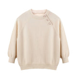 Kids Pure Cashmere Sweater Side Button Crew Neck Cashmere Pullover