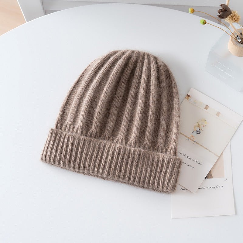 Kids Ribbed Cashmere Beanie Ribbing Hem Boys and Girls Cashmere Hat