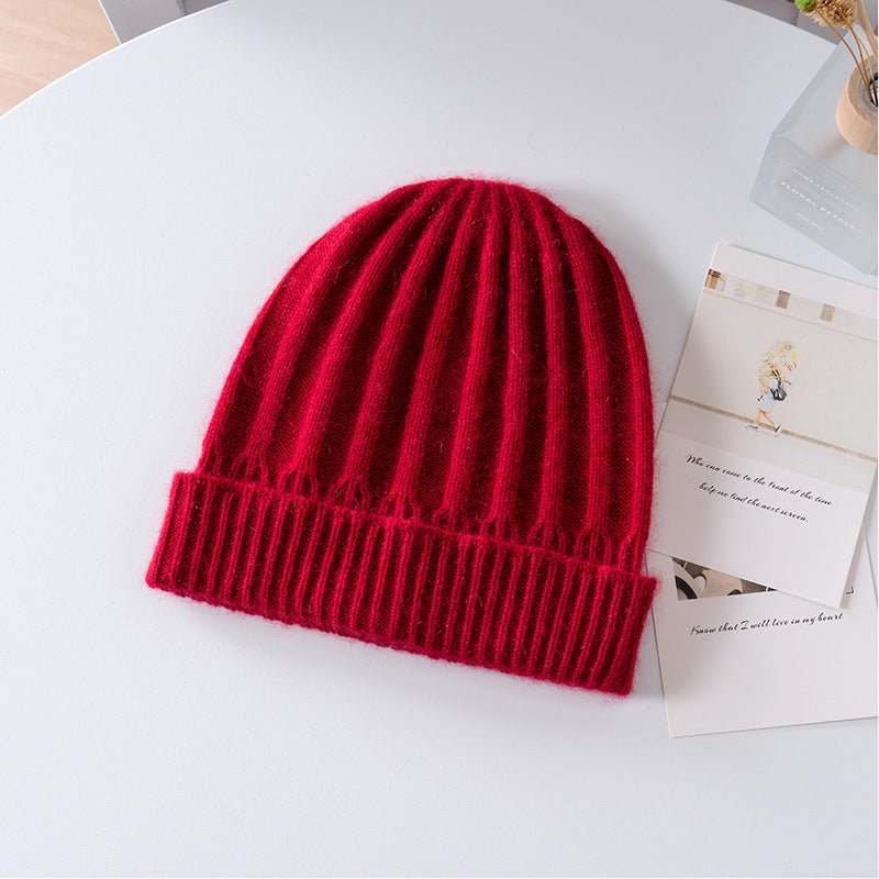 Kids Ribbed Cashmere Beanie Ribbing Hem Boys and Girls Cashmere Hat