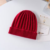Kids Ribbed Cashmere Beanie Ribbing Hem Boys and Girls Cashmere Hat