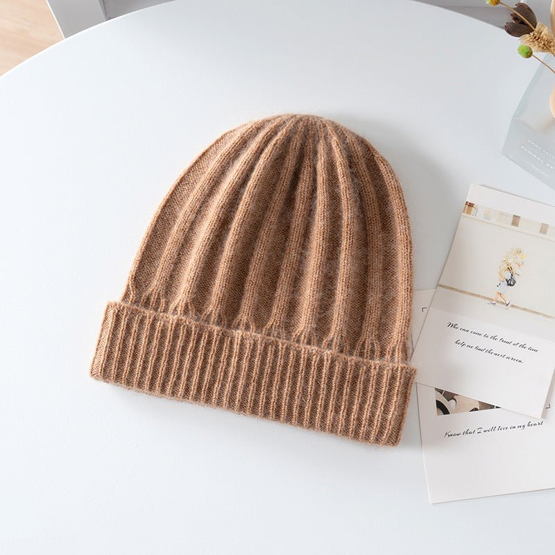 Kids Ribbed Cashmere Beanie Ribbing Hem Boys and Girls Cashmere Hat