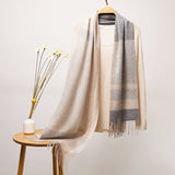 Long Cashmere Scarf with Tassel Plaid Cashmere Warps Multi Styles Winter Gifts