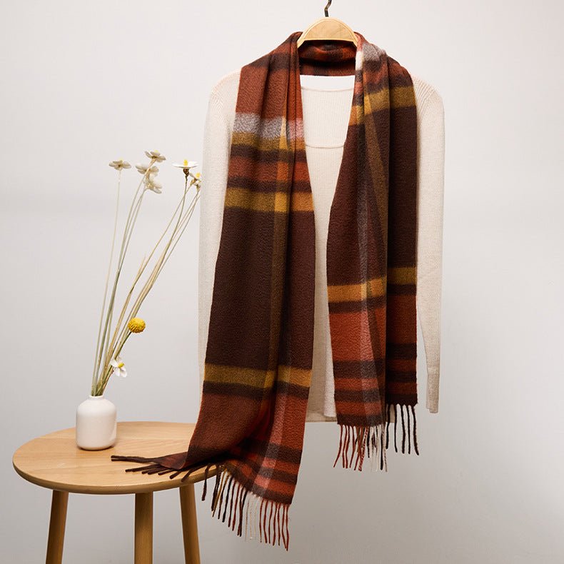 Long Cashmere Scarf with Tassel Plaid Cashmere Warps Multi Styles Winter Gifts - slipintosoft