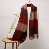 Long Cashmere Scarf with Tassel Plaid Cashmere Warps Multi Styles Winter Gifts