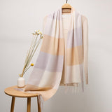 Long Cashmere Scarf with Tassel Plaid Cashmere Warps Multi Styles Winter Gifts