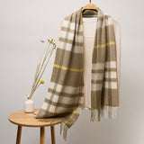 Long Cashmere Scarf with Tassel Plaid Cashmere Warps Multi Styles Winter Gifts - slipintosoft