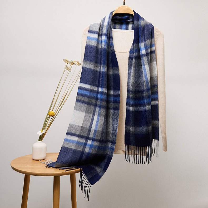 Long Cashmere Scarf with Tassel Plaid Cashmere Warps Multi Styles Winter Gifts - slipintosoft