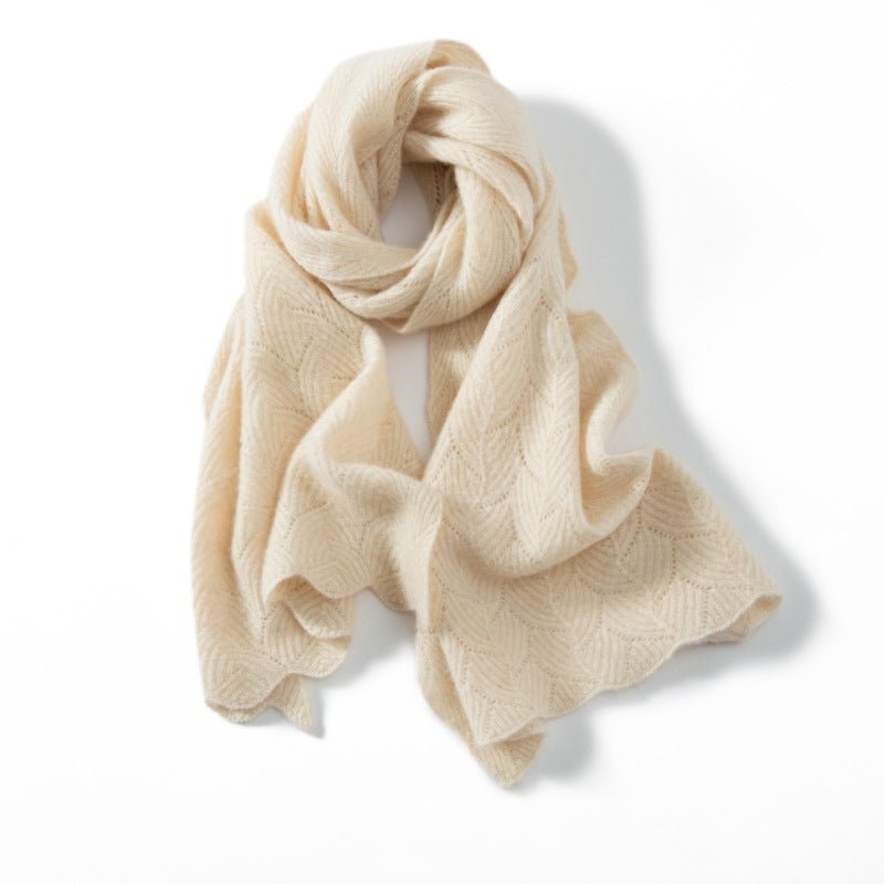 Long Cut - out Cashmere Scarf for Women Double Layer Cashmere Wraps Soft Colors - slipintosoft