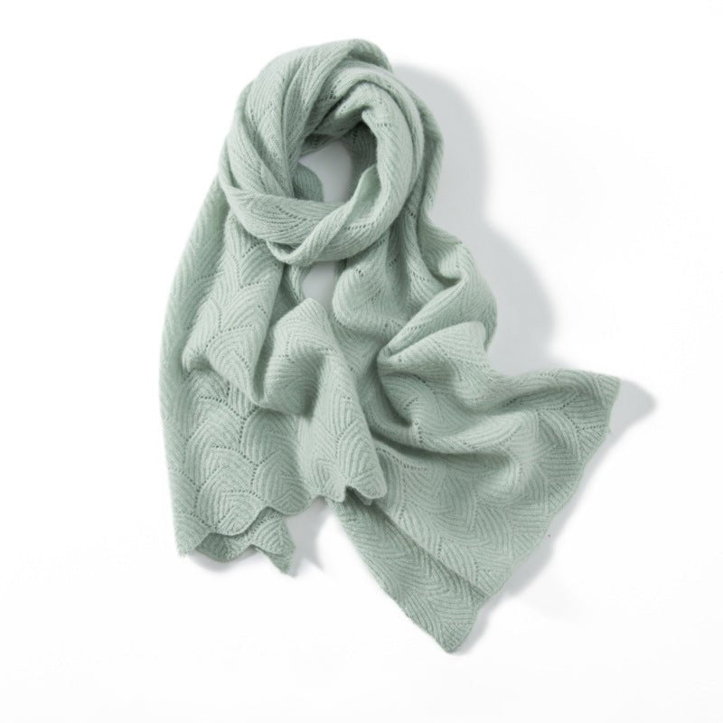 Long Cut - out Cashmere Scarf for Women Double Layer Cashmere Wraps Soft Colors - slipintosoft