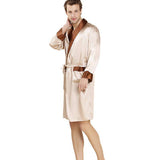 Gold Long Silk Robe For Men 100% Pure Silk Sleepwear -  slipintosoft