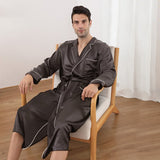 Long Silk Robe for Men Luxury Pure Silk Bathrobe Sleepwear